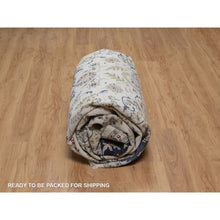 Load image into Gallery viewer, 9&#39;x12&#39;3&quot; Pearl White, Nain With Flower Medallion Design, 250 Kpsi, Soft Pile, Wool And Silk, Hand Knotted, Oriental Rug FWR549858