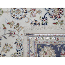 Load image into Gallery viewer, 9&#39;x12&#39;3&quot; Pearl White, Nain With Flower Medallion Design, 250 Kpsi, Soft Pile, Wool And Silk, Hand Knotted, Oriental Rug FWR549858