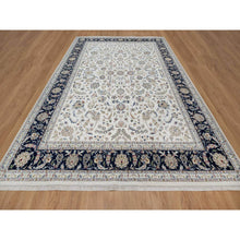 Load image into Gallery viewer, 10&#39;x14&#39;3&quot; Pearl White, Hand Knotted, Nain With All Over Flower Design, Soft Pile, 250 Kpsi, Wool And Silk, Oriental Rug FWR549864