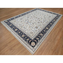 Load image into Gallery viewer, 10&#39;x14&#39;3&quot; Pearl White, Hand Knotted, Nain With All Over Flower Design, Soft Pile, 250 Kpsi, Wool And Silk, Oriental Rug FWR549864