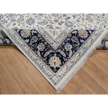 Load image into Gallery viewer, 10&#39;x14&#39;3&quot; Pearl White, Hand Knotted, Nain With All Over Flower Design, Soft Pile, 250 Kpsi, Wool And Silk, Oriental Rug FWR549864