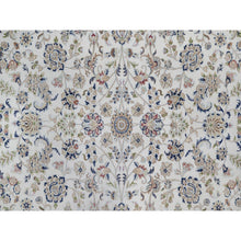 Load image into Gallery viewer, 10&#39;x14&#39;3&quot; Pearl White, Hand Knotted, Nain With All Over Flower Design, Soft Pile, 250 Kpsi, Wool And Silk, Oriental Rug FWR549864