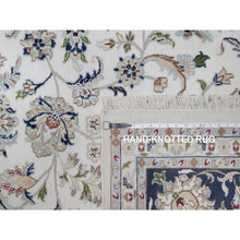 Load image into Gallery viewer, 10&#39;x14&#39;3&quot; Pearl White, Hand Knotted, Nain With All Over Flower Design, Soft Pile, 250 Kpsi, Wool And Silk, Oriental Rug FWR549864