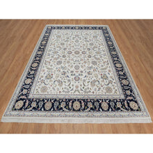 Load image into Gallery viewer, 8&#39;1&quot;x10&#39;2&quot; Whisper White, Wool and Silk, Nain with All Over Flower Design, Soft Pile, 250 KPSI, Hand Knotted, Oriental Rug FWR549870