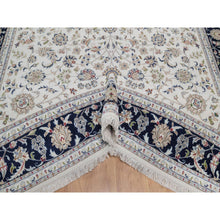 Load image into Gallery viewer, 8&#39;1&quot;x10&#39;2&quot; Whisper White, Wool and Silk, Nain with All Over Flower Design, Soft Pile, 250 KPSI, Hand Knotted, Oriental Rug FWR549870