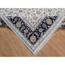 Load image into Gallery viewer, 8&#39;1&quot;x10&#39;2&quot; Whisper White, Wool and Silk, Nain with All Over Flower Design, Soft Pile, 250 KPSI, Hand Knotted, Oriental Rug FWR549870