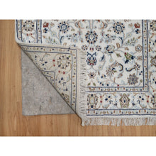 Load image into Gallery viewer, 2&#39;9&quot;x18&#39; Pristine White, Nain with All Over Flower Pattern, Wool and Silk, Hand Knotted, Soft Pile, 250 KPSI, XL Runner, Oriental Rug FWR549888