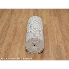 Load image into Gallery viewer, 2&#39;9&quot;x18&#39; Pristine White, Nain with All Over Flower Pattern, Wool and Silk, Hand Knotted, Soft Pile, 250 KPSI, XL Runner, Oriental Rug FWR549888