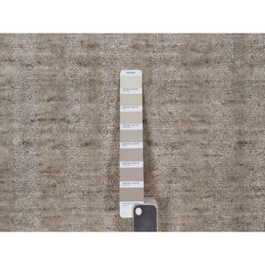 2'x3' Tan Brown, Vertical Stripes Design, Hand Loomed, Undyed Natural Wool, Mat, Sample, Oriental Rug FWR549894
