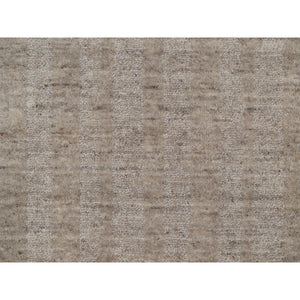 2'x3' Tan Brown, Vertical Stripes Design, Hand Loomed, Undyed Natural Wool, Mat, Sample, Oriental Rug FWR549894