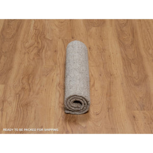 2'x3' Tan Brown, Vertical Stripes Design, Hand Loomed, Undyed Natural Wool, Mat, Sample, Oriental Rug FWR549894