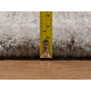2'x3' Tan Brown, Vertical Stripes Design, Hand Loomed, Undyed Natural Wool, Mat, Sample, Oriental Rug FWR549894