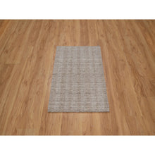 Load image into Gallery viewer, 2&#39;x3&#39; Beaver Brown, Salt And Pepper Design, Hand Loomed, Undyed Natural Wool, Sample, Mat, Oriental Rug FWR549900