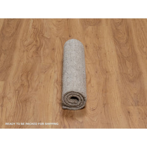 2'x3' Light Brown, Undyed Natural Wool, Vertical Stripes Design, Hand Loomed, Mat, Sample, Oriental Rug FWR549906