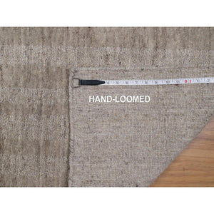 2'x3' Light Brown, Undyed Natural Wool, Vertical Stripes Design, Hand Loomed, Mat, Sample, Oriental Rug FWR549906