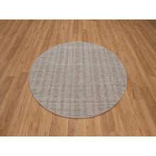 Load image into Gallery viewer, 4&#39;10&quot;x4&#39;10&quot; Tan Brown, Hand Loomed, Salt And Pepper Design, Undyed Natural Wool, Round, Oriental Rug FWR549918