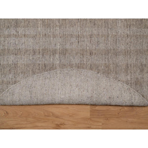 4'10"x4'10" Tan Brown, Hand Loomed, Salt And Pepper Design, Undyed Natural Wool, Round, Oriental Rug FWR549918