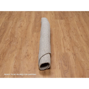 4'10"x4'10" Tan Brown, Hand Loomed, Salt And Pepper Design, Undyed Natural Wool, Round, Oriental Rug FWR549918