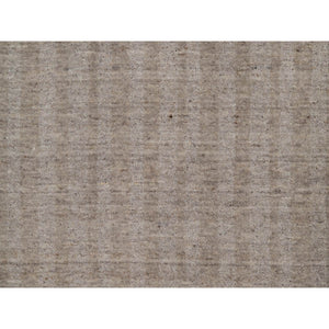 6'x6' Bone Brown, Undyed Natural Wool, Stripes Design With Salt And Pepper Effect, Hand Loomed, Round, Oriental Rug FWR549924