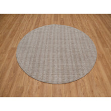 Load image into Gallery viewer, 6&#39;x6&#39; Light Brown, Stripes Design With Salt And Pepper Effect, Hand Loomed, Undyed Natural Wool, Round, Oriental Rug FWR549930