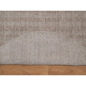 6'x6' Light Brown, Stripes Design With Salt And Pepper Effect, Hand Loomed, Undyed Natural Wool, Round, Oriental Rug FWR549930