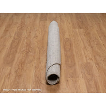 Load image into Gallery viewer, 6&#39;x6&#39; Light Brown, Stripes Design With Salt And Pepper Effect, Hand Loomed, Undyed Natural Wool, Round, Oriental Rug FWR549930