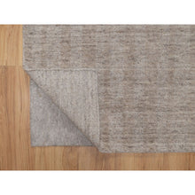 Load image into Gallery viewer, 2&#39;7&quot;x12&#39; Tan Brown, Undyed Natural Wool, Salt And Pepper Effect With Vertical Stripes Design, Hand Loomed, Runner, Oriental Rug FWR549936