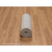 Load image into Gallery viewer, 2&#39;7&quot;x12&#39; Tan Brown, Undyed Natural Wool, Salt And Pepper Effect With Vertical Stripes Design, Hand Loomed, Runner, Oriental Rug FWR549936