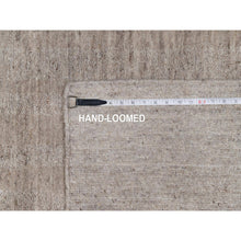 Load image into Gallery viewer, 2&#39;7&quot;x12&#39; Tan Brown, Undyed Natural Wool, Salt And Pepper Effect With Vertical Stripes Design, Hand Loomed, Runner, Oriental Rug FWR549936