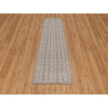 Load image into Gallery viewer, 2&#39;7&quot;x10&#39; Light Brown, Undyed Natural Wool, Vertical Stripes Design With Salt And Pepper Effect, Hand Loomed, Runner, Oriental Rug FWR549948