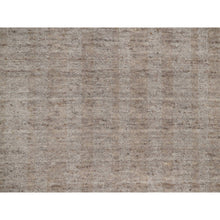 Load image into Gallery viewer, 2&#39;7&quot;x10&#39; Light Brown, Undyed Natural Wool, Vertical Stripes Design With Salt And Pepper Effect, Hand Loomed, Runner, Oriental Rug FWR549948