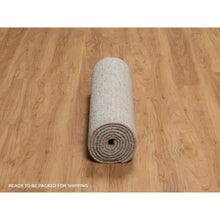 Load image into Gallery viewer, 2&#39;7&quot;x10&#39; Light Brown, Undyed Natural Wool, Vertical Stripes Design With Salt And Pepper Effect, Hand Loomed, Runner, Oriental Rug FWR549948
