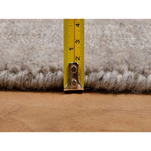 Load image into Gallery viewer, 2&#39;7&quot;x10&#39; Light Brown, Undyed Natural Wool, Vertical Stripes Design With Salt And Pepper Effect, Hand Loomed, Runner, Oriental Rug FWR549948