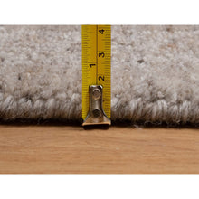 Load image into Gallery viewer, 2&#39;7&quot;x8&#39; Bone Brown, Hand Loomed, Undyed Natural Wool, Vertical Stripes Design With Salt And Pepper Effect, Runner, Oriental Rug FWR549954