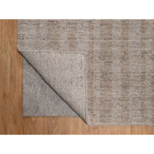 Load image into Gallery viewer, 2&#39;6&quot;x8&#39; Tan Brown, Undyed Natural Wool, Stripes Design With Salt And Pepper Effect, Hand Loomed, Runner, Oriental Rug FWR549960