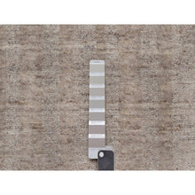 Load image into Gallery viewer, 2&#39;6&quot;x8&#39; Tan Brown, Undyed Natural Wool, Stripes Design With Salt And Pepper Effect, Hand Loomed, Runner, Oriental Rug FWR549960