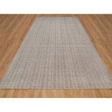 Load image into Gallery viewer, 10&#39;x14&#39; Light Brown, Vertical Stripes Design With Salt And Pepper Effect, Hand Loomed, Undyed Natural Wool, Oriental Rug FWR549966