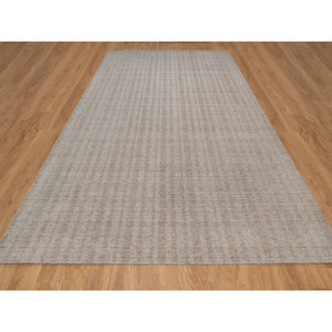 10'x14' Light Brown, Vertical Stripes Design With Salt And Pepper Effect, Hand Loomed, Undyed Natural Wool, Oriental Rug FWR549966