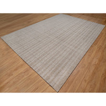 Load image into Gallery viewer, 10&#39;x14&#39; Light Brown, Vertical Stripes Design With Salt And Pepper Effect, Hand Loomed, Undyed Natural Wool, Oriental Rug FWR549966