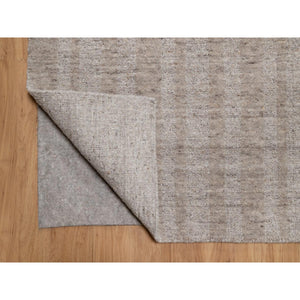 10'x14' Light Brown, Vertical Stripes Design With Salt And Pepper Effect, Hand Loomed, Undyed Natural Wool, Oriental Rug FWR549966
