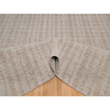 Load image into Gallery viewer, 10&#39;x14&#39; Light Brown, Vertical Stripes Design With Salt And Pepper Effect, Hand Loomed, Undyed Natural Wool, Oriental Rug FWR549966