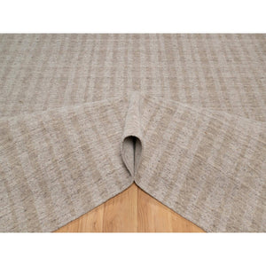 10'x14' Light Brown, Vertical Stripes Design With Salt And Pepper Effect, Hand Loomed, Undyed Natural Wool, Oriental Rug FWR549966