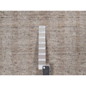 10'x14' Light Brown, Vertical Stripes Design With Salt And Pepper Effect, Hand Loomed, Undyed Natural Wool, Oriental Rug FWR549966