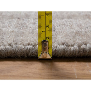 10'x14' Light Brown, Vertical Stripes Design With Salt And Pepper Effect, Hand Loomed, Undyed Natural Wool, Oriental Rug FWR549966