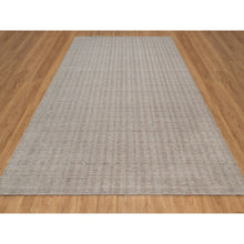 Load image into Gallery viewer, 9&#39;1&quot;x12&#39; Beaver Brown, Undyed Natural Wool, Vertical Stripes Design With Salt And Pepper Effect, Hand Loomed, Oriental Rug FWR549972