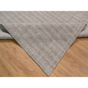 9'1"x12' Beaver Brown, Undyed Natural Wool, Vertical Stripes Design With Salt And Pepper Effect, Hand Loomed, Oriental Rug FWR549972
