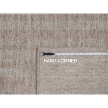 Load image into Gallery viewer, 9&#39;1&quot;x12&#39; Beaver Brown, Undyed Natural Wool, Vertical Stripes Design With Salt And Pepper Effect, Hand Loomed, Oriental Rug FWR549972