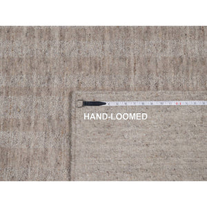 9'1"x12' Beaver Brown, Undyed Natural Wool, Vertical Stripes Design With Salt And Pepper Effect, Hand Loomed, Oriental Rug FWR549972