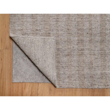 Load image into Gallery viewer, 9&#39;x12&#39; Light Brown, Vertical Stripes Design With Salt And Pepper Effect, Undyed Natural Wool, Hand Loomed, Oriental Rug FWR549978