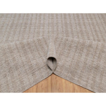 Load image into Gallery viewer, 9&#39;x12&#39; Light Brown, Vertical Stripes Design With Salt And Pepper Effect, Undyed Natural Wool, Hand Loomed, Oriental Rug FWR549978